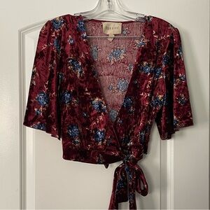 MOON RIVER (ANTHROPOLOGIE) WRAP-AROUND, VELVET-LIKE CROPPED TOP - SIZE M!